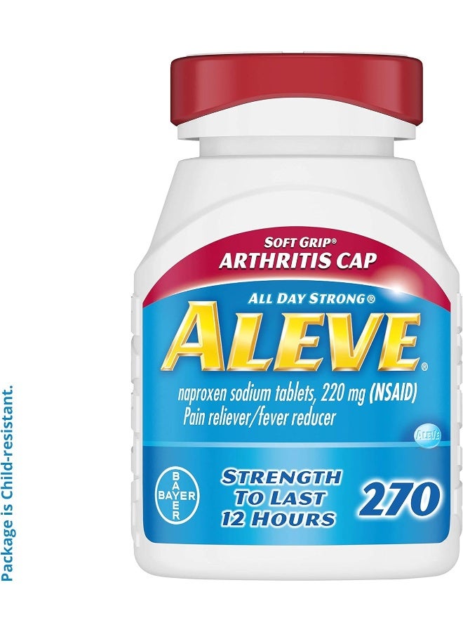 Aleve Soft Grip Arthritis Cap Tablets, Fast Acting All Day Pain Relief For Headaches, Muscle Aches, And Fever Reduction, Naproxen Sodium Capsules, 220 Mg, 270 Count - Image 1